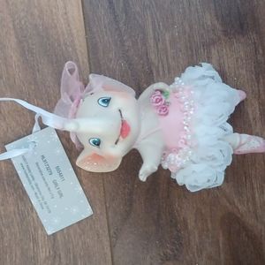 Hippo and Elephant Ballerina Ornament Resin Christmas Holiday Decor